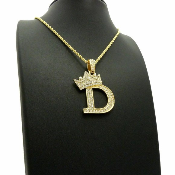 14k Gold "D" 24" Rope Chain + Pendant